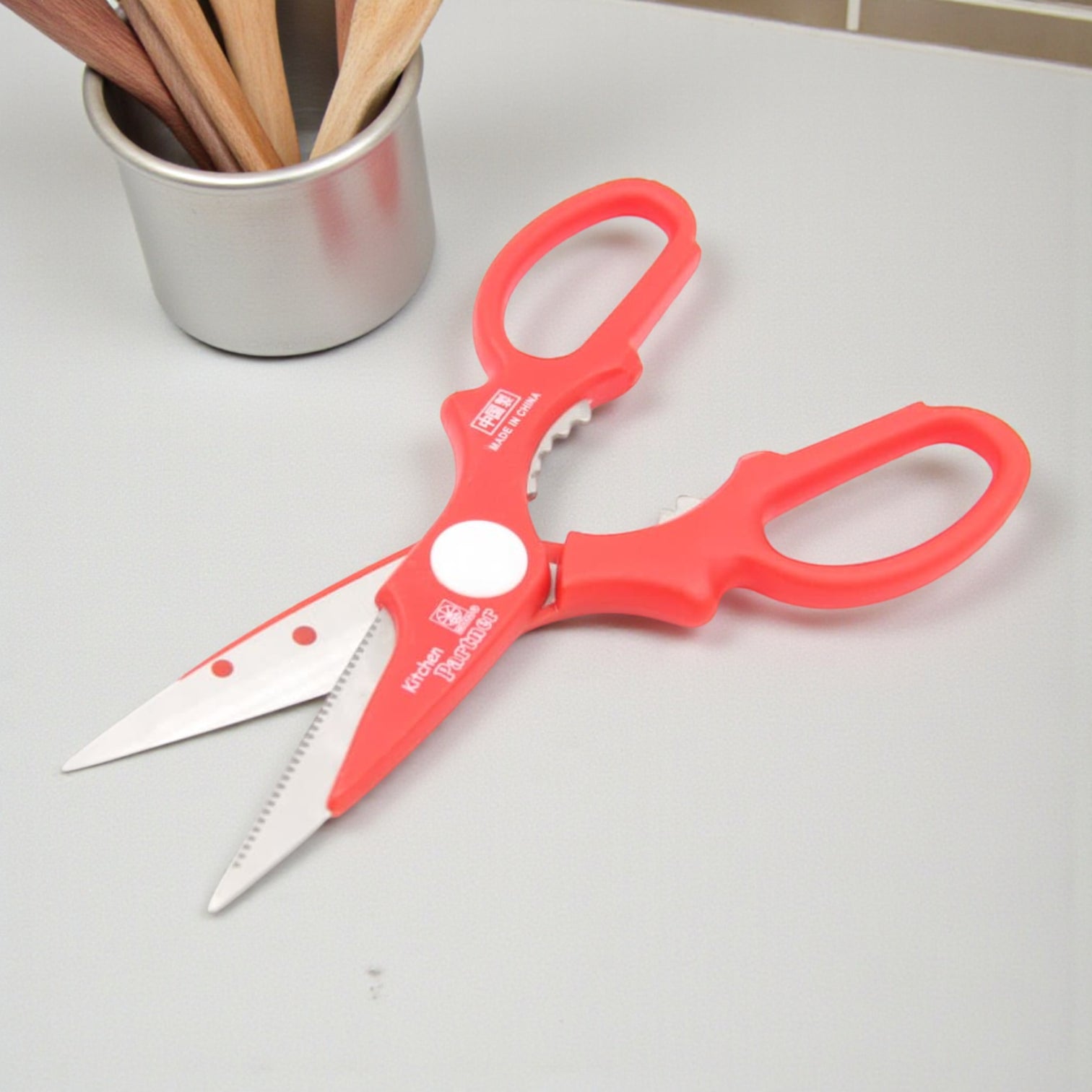 Kitchen Parminger Multi-Purpose Stainless Steel Kitchen Scissors with Ergonomic Handle – Heavy Duty Household & Food Prep Shears (22H x 9L × 2W CM) - Damoo