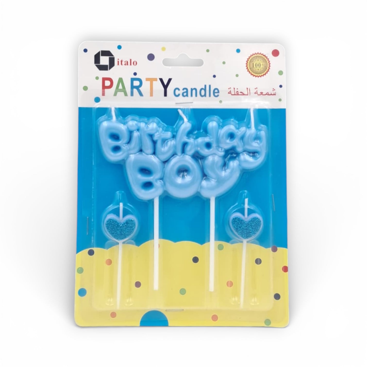 Italo Birthday Boy Letter Cake Candles (Happy Birthday) – Blue Party Candle Topper Set for Kids Birthday Cake Decoration & Celebration - Damoo