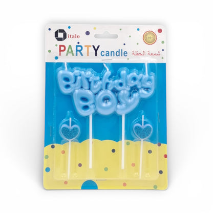 Italo Birthday Boy Letter Cake Candles (Happy Birthday) – Blue Party Candle Topper Set for Kids Birthday Cake Decoration & Celebration - Damoo