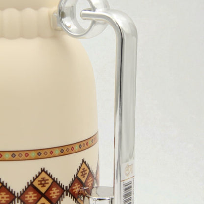 Traditional Arabic Tea Flask 1 Liter – Double Wall Insulated Glass Liner Zamzamiyah with Handle, Heritage Pattern Thermal Hot Beverage Jug, Available in Two Designs - Damoo