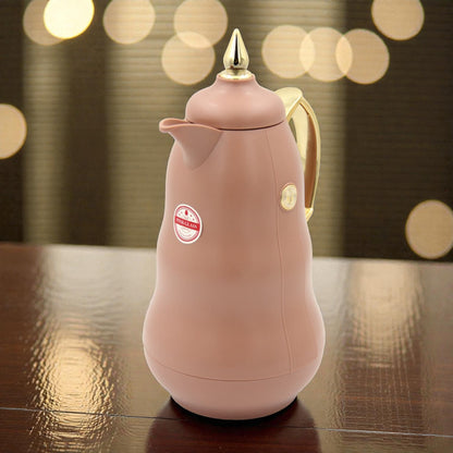 Arabic Classic Heritage Tea Flask 1L Double Wall Glass Liner Vacuum Jug with Traditional Pattern & Heat Insulation Available on Multi Color Options (24H x 13W × 13L CM) - Damoo