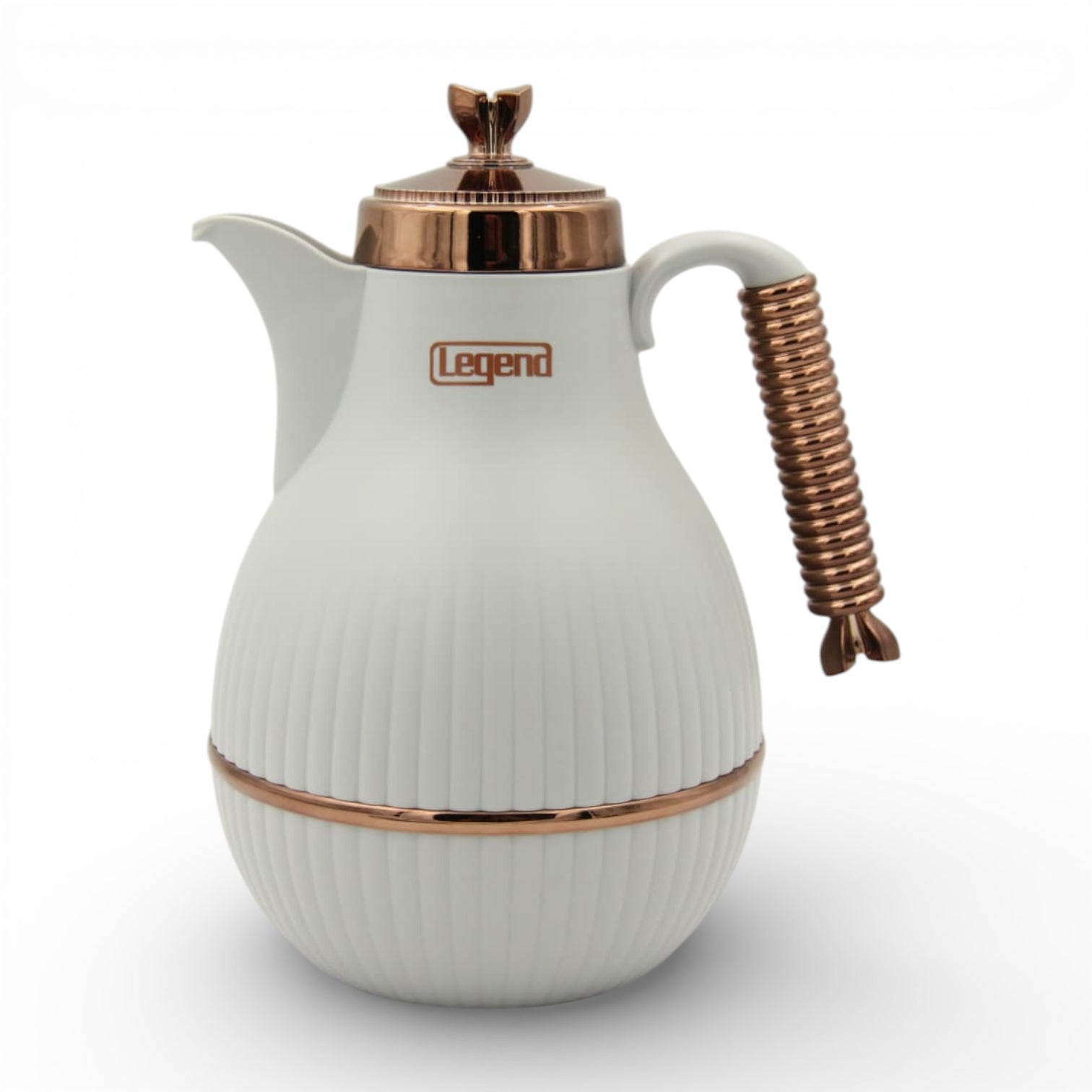 LEGAND Premium Thermos Flask with Gold Handle – Elegant Insulated Vacuum Jug for Hot & Cold Drinks, Durable Plastic Body, Glass Liner, Push Button Pouring, Ideal for Tea, Coffee & Arabic Hospitality - Damoo