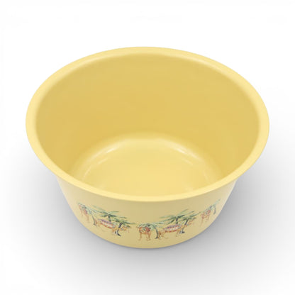 Camel Print Plastic Washing Basin (12H x 25L × 25W CM) – Multipurpose Household Bowl with or without Handles, Lightweight Laundry, Cleaning & Kitchen Basin - Damoo