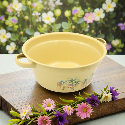 Camel Print Plastic Washing Basin (12H x 25L × 25W CM) – Multipurpose Household Bowl with or without Handles, Lightweight Laundry, Cleaning & Kitchen Basin - Damoo