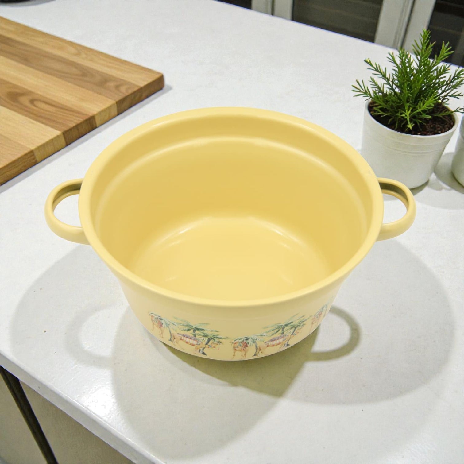 Camel Print Plastic Washing Basin (12H x 25L × 25W CM) – Multipurpose Household Bowl with or without Handles, Lightweight Laundry, Cleaning & Kitchen Basin - Damoo