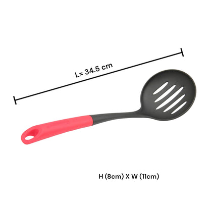 Rossetti® Nylon Slotted Spoon Oil Skimmer & Strainer – Heat Resistant Non-Stick Safe Cooking Utensil with Tough Grip Handle (34.5cm) - Damoo