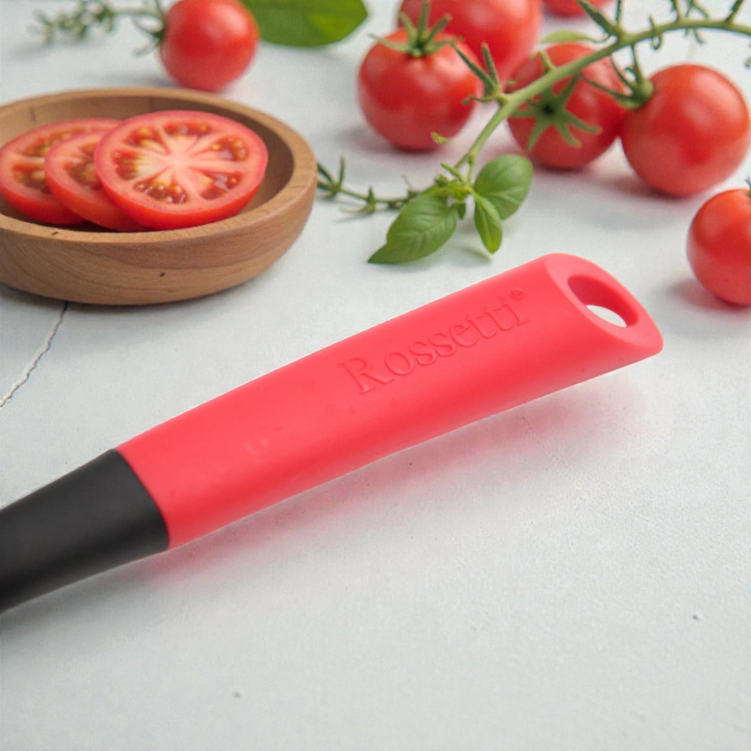 Rossetti® Nylon Slotted Spoon Oil Skimmer & Strainer – Heat Resistant Non-Stick Safe Cooking Utensil with Tough Grip Handle (34.5cm) - Damoo