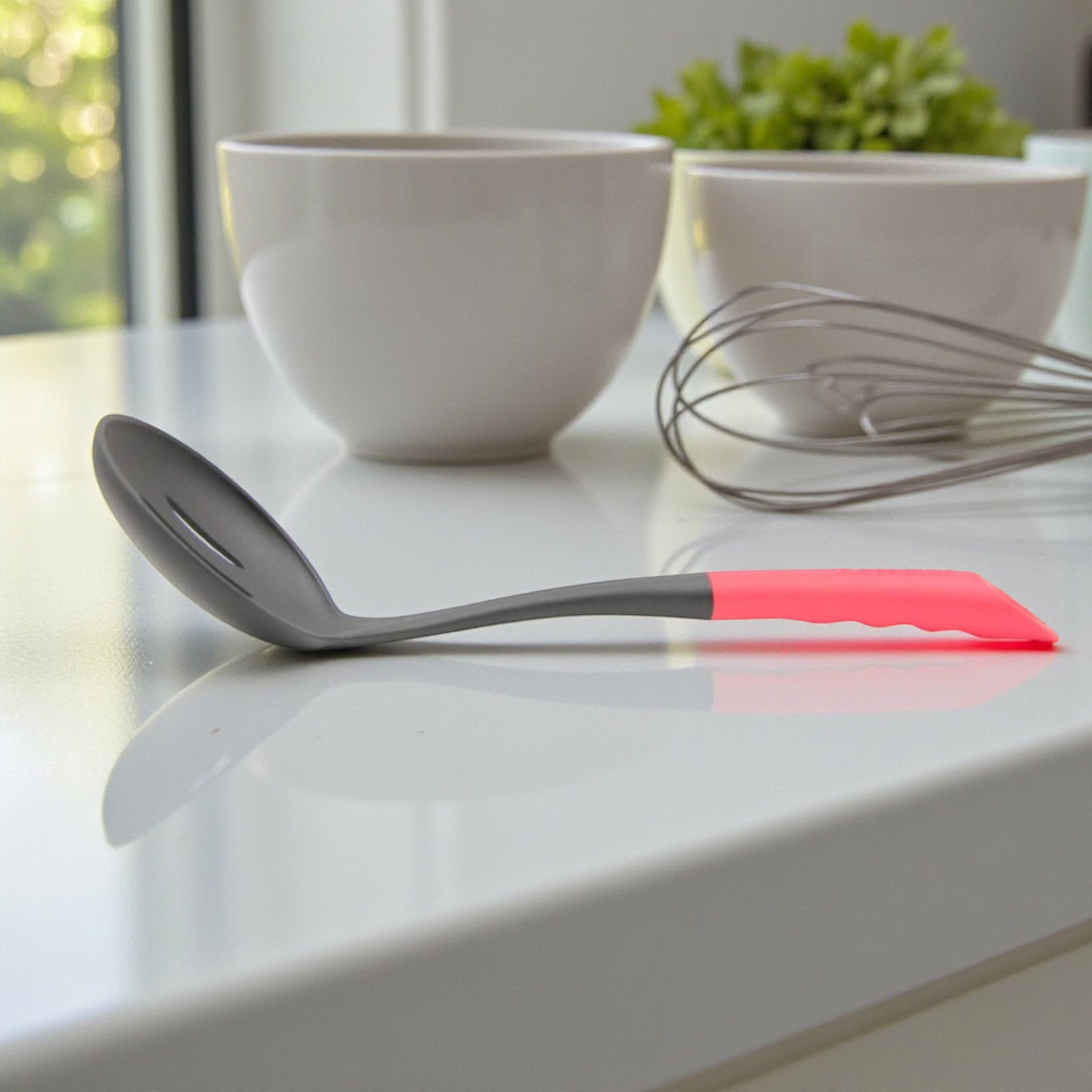 Rossetti® Nylon Slotted Spoon Oil Skimmer & Strainer – Heat Resistant Non-Stick Safe Cooking Utensil with Tough Grip Handle (34.5cm) - Damoo