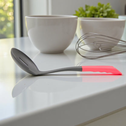 Rossetti® Nylon Slotted Spoon Oil Skimmer & Strainer – Heat Resistant Non-Stick Safe Cooking Utensil with Tough Grip Handle (34.5cm) - Damoo