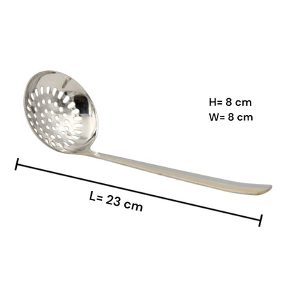 Yuniverse Stainless Steel Skimmer Spoon Strainer Ladle with Perforated Bowl & Long Handle – Oil Draining Cooking Utensil for Frying, Boiling & Straining - Damoo