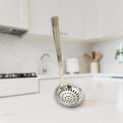 Yuniverse Stainless Steel Skimmer Spoon Strainer Ladle with Perforated Bowl & Long Handle – Oil Draining Cooking Utensil for Frying, Boiling & Straining - Damoo