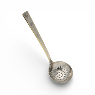 Yuniverse Steel Skimmer Spoon with Perforated Drainage Bowl & Decorative Pattern Handle – Deep Fry Strainer Ladle for Kitchen Cooking & Oil Draining - Damoo