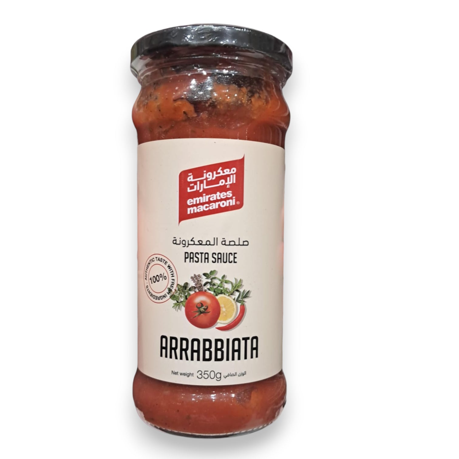 Emirates Macaroni Arrabbiata Pasta Sauce 350g – Authentic Italian Spicy Tomato Pasta Sauce with Chili and Herbs – Ready to Use Cooking Sauce in Glass Jar - Damoo