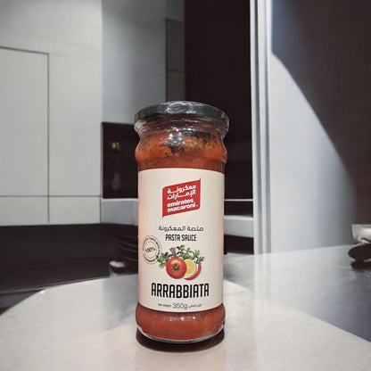 Emirates Macaroni Arrabbiata Pasta Sauce 350g – Authentic Italian Spicy Tomato Pasta Sauce with Chili and Herbs – Ready to Use Cooking Sauce in Glass Jar - Damoo