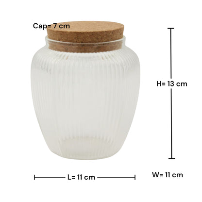 Large Multi-Purpose Glass Storage Jar with Cork Lid – Ribbed Kitchen Organizer Container for Coffee, Snacks, Sugar, and Home Storage - Damoo