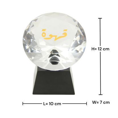 Crystal Arabic Calligraphy Ornament “قهوة” – Luxury Coffee Word Crystal Décor with Black Base, Elegant Home and Majlis Display Piece - Damoo