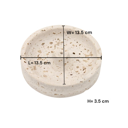 Natural Travertine Stone Incense Burner Holder – Minimalist Round Incense Stick Tray with Center Support – Elegant Home Fragrance Decor for Living Room, Bedroom, and Meditation Space - Damoo