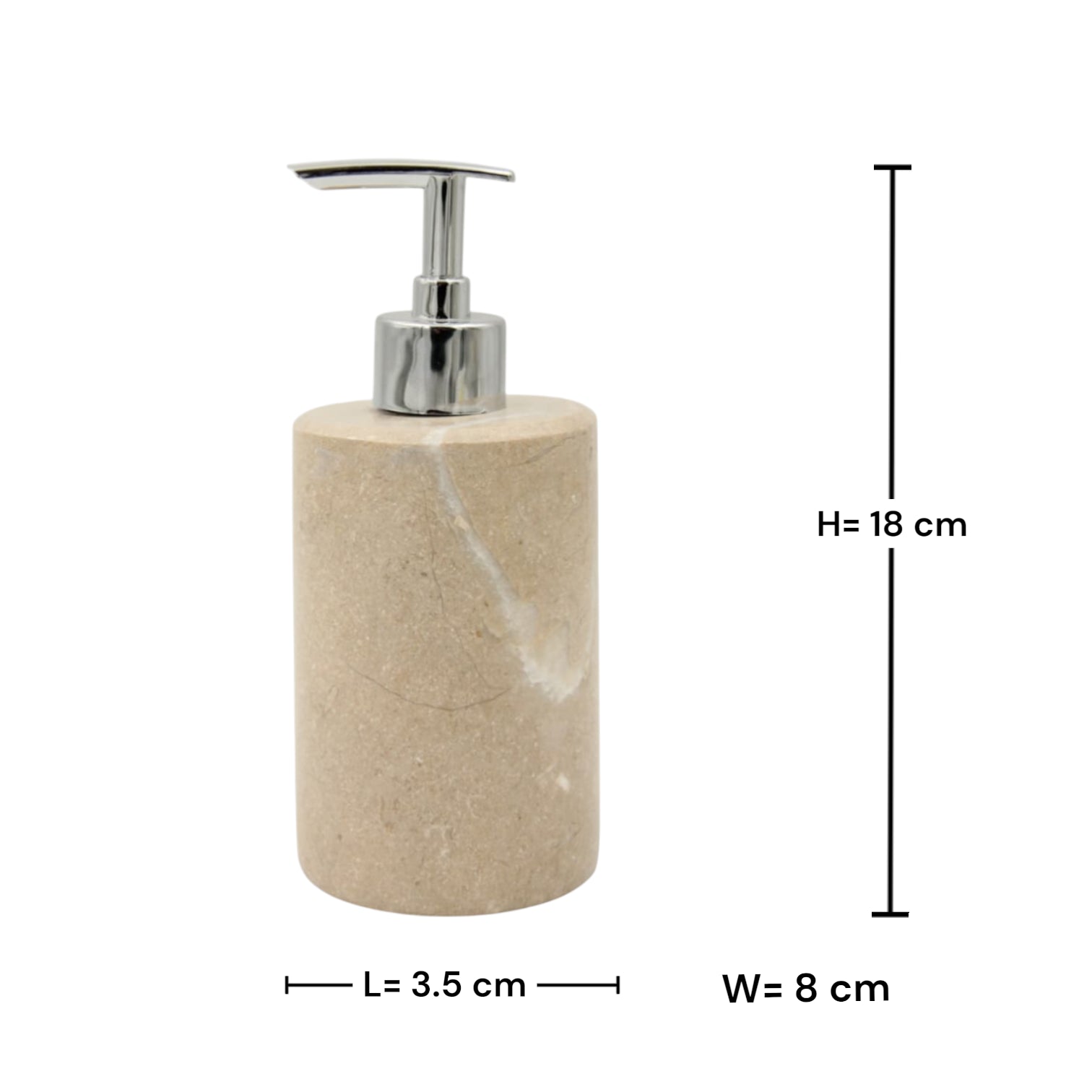 Luxury Marble Soap Dispenser Pump – 18cm Natural Stone Bathroom Lotion Bottle with Silver Pump Head (Empty) – Elegant Countertop Hand Soap & Lotion Holder - Damoo
