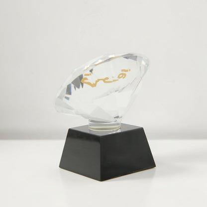 Crystal Arabic Calligraphy Ornament “قهوة” – Luxury Coffee Word Crystal Décor with Black Base, Elegant Home and Majlis Display Piece - Damoo