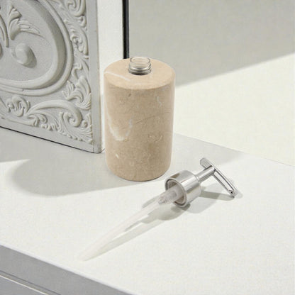 Luxury Marble Soap Dispenser Pump – 18cm Natural Stone Bathroom Lotion Bottle with Silver Pump Head (Empty) – Elegant Countertop Hand Soap & Lotion Holder - Damoo