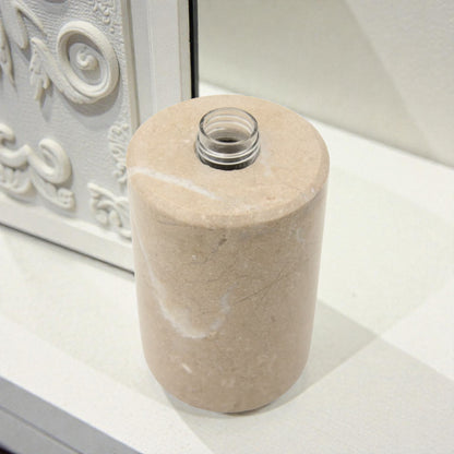 Luxury Marble Soap Dispenser Pump – 18cm Natural Stone Bathroom Lotion Bottle with Silver Pump Head (Empty) – Elegant Countertop Hand Soap & Lotion Holder - Damoo