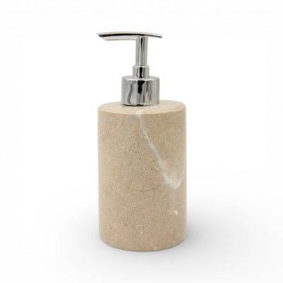 Luxury Marble Soap Dispenser Pump – 18cm Natural Stone Bathroom Lotion Bottle with Silver Pump Head (Empty) – Elegant Countertop Hand Soap & Lotion Holder - Damoo
