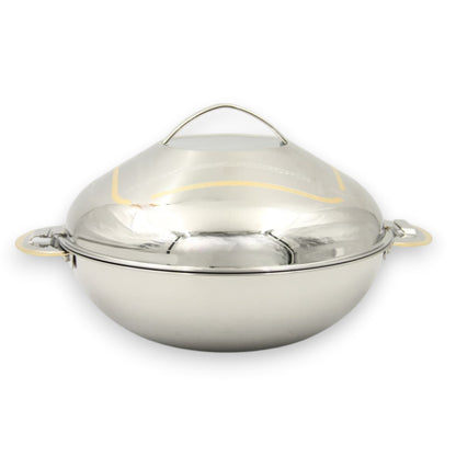 Bohara Reem Stainless Steel Insulated Hotpot Casserole 2000ml with Lid & Gold Detail (20H x 30L x 26W CM) - Damoo