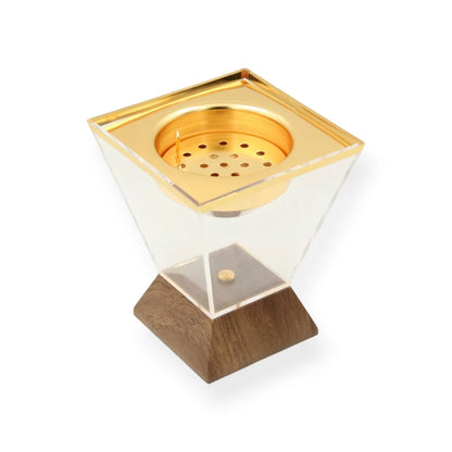 Modern Acrylic & Wood Incense Burner with Removable Lid – Decorative Bakhoor and Incense Holder for Home, Majlis, and Office Ambience - Damoo