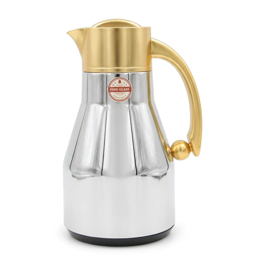 Red Home Premium Vacuum Thermal Coffee & Tea Flask with Gold Handle – Insulated Stainless Steel Arabic Dallah Style Serving Pot - Damoo