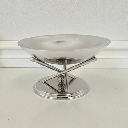 Modern Metal Serving Bowl with Stand – Elevated Decorative Fruit, Snack & Dessert Display Dish for Home & Hosting (18H x 32L × 32W CM) - Damoo