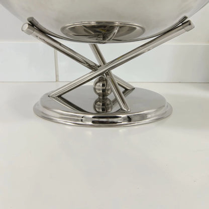 Modern Metal Serving Bowl with Stand – Elevated Decorative Fruit, Snack & Dessert Display Dish for Home & Hosting (18H x 32L × 32W CM) - Damoo