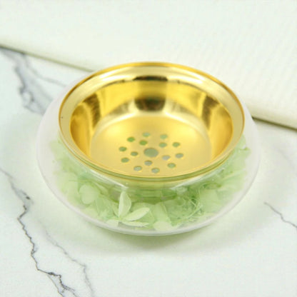 Mini Decorative Incense Burner Bowl – Compact Bakhoor & Fragrance Holder with Perforated Inner Cup (4H x 8.5L × 8.5W CM) - Damoo