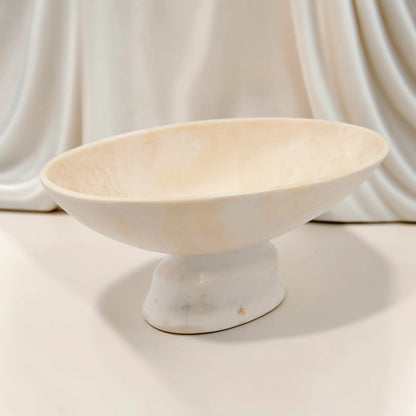 Large Oval Pedestal Serving Bowl Decorative Centerpiece Dish – Elegant Modern Display Bowl for Fruits & Table Styling (19H x 44L × 20.5W CM) - Damoo