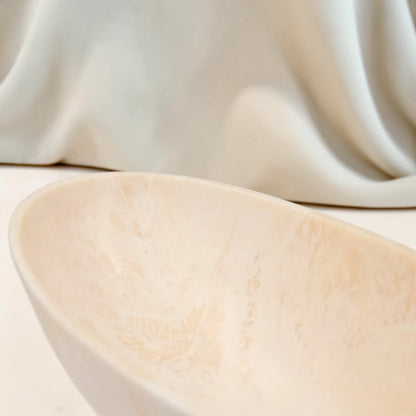 Large Oval Pedestal Serving Bowl Decorative Centerpiece Dish – Elegant Modern Display Bowl for Fruits & Table Styling (19H x 44L × 20.5W CM) - Damoo