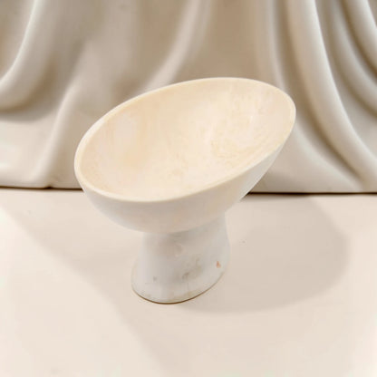 Large Oval Pedestal Serving Bowl Decorative Centerpiece Dish – Elegant Modern Display Bowl for Fruits & Table Styling (19H x 44L × 20.5W CM) - Damoo