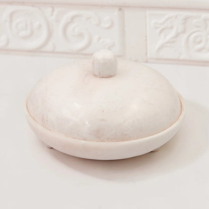 Round Decorative Serving Tray with Raised Base Stand – Elegant Tabletop Display Dish for Snacks & Décor (16H x 25.5L × 25.5W CM) - Damoo