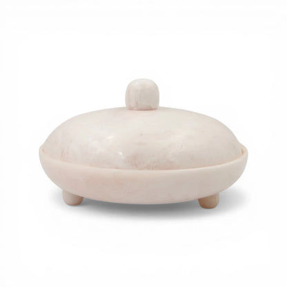 Round Decorative Serving Tray with Raised Base Stand – Elegant Tabletop Display Dish for Snacks & Décor (16H x 25.5L × 25.5W CM) - Damoo