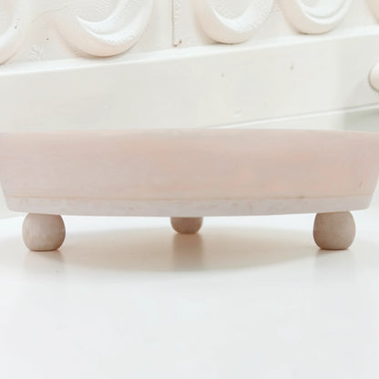 Round Decorative Serving Tray with Raised Base Stand – Elegant Tabletop Display Dish for Snacks & Décor - Damoo