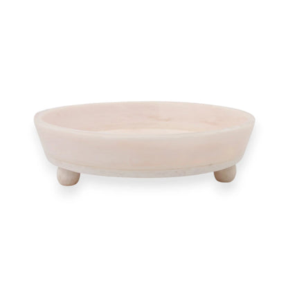 Round Decorative Serving Tray with Raised Base Stand – Elegant Tabletop Display Dish for Snacks & Décor - Damoo