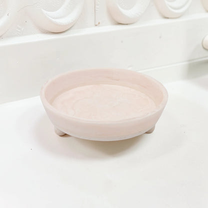 Round Decorative Serving Tray with Raised Base Stand – Elegant Tabletop Display Dish for Snacks & Décor - Damoo