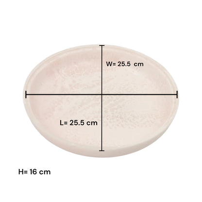 Round Decorative Serving Tray with Raised Base Stand – Elegant Tabletop Display Dish for Snacks & Décor (16H x 25.5L × 25.5W CM) - Damoo