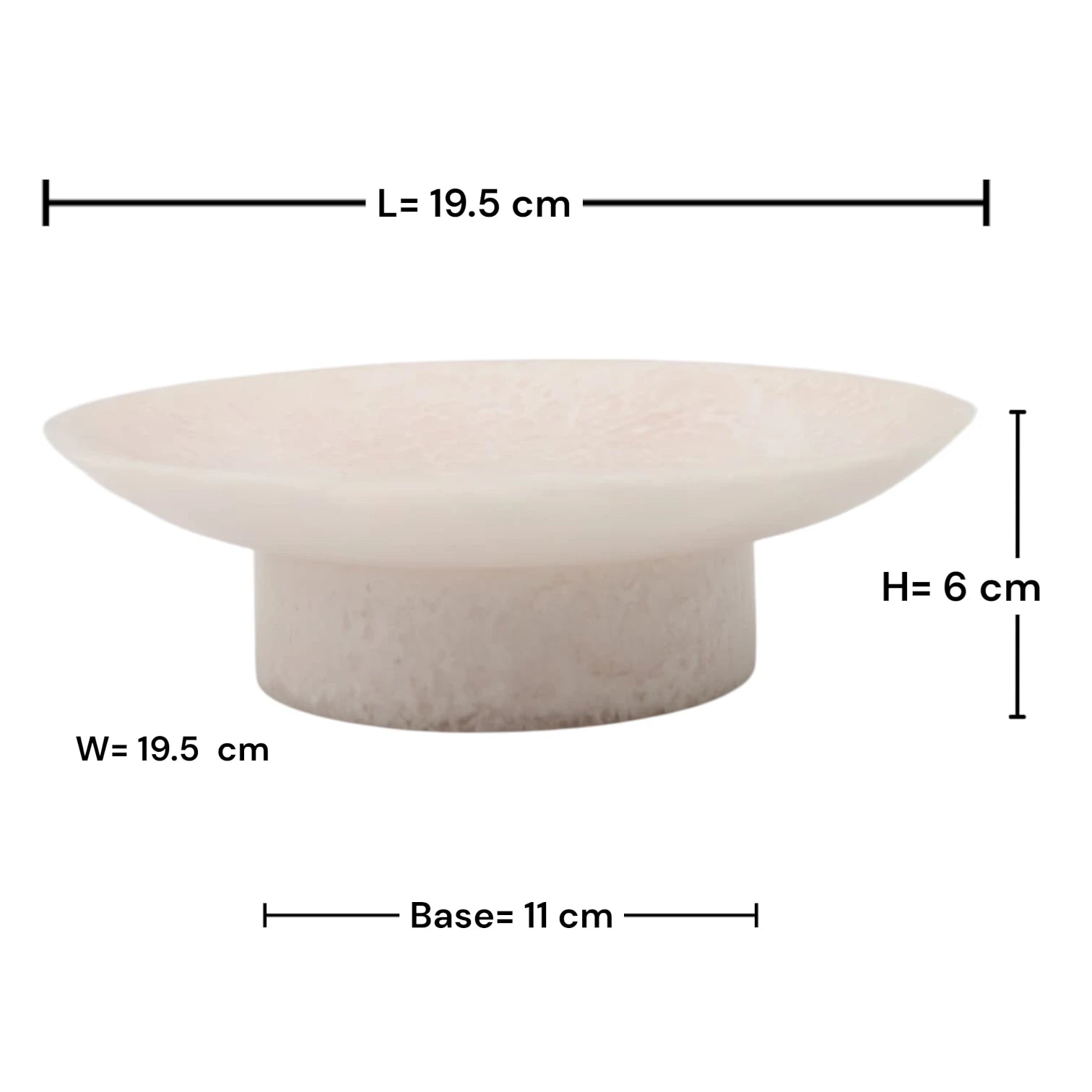 Round Low Pedestal Serving Tray – Modern Decorative Display Plate for Snacks, Desserts & Table Styling (6H x 19.5L × 19.5W CM) - Damoo