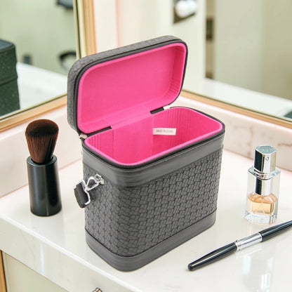 Luxury Portable Makeup Storage Box with Handle and Shoulder Strap – Large Cosmetic Organizer Case with Zipper Travel Beauty Bag (22x19x10.5cm) - Damoo