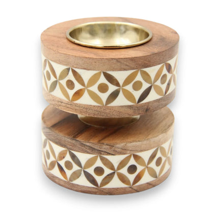 Handcrafted Wooden Bakhoor Burner with Metal Bowl – Oud Incense Burner Holder for Home Fragrance & Arabic Decor (11.5x10x10cm) - Damoo