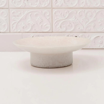 Round Low Pedestal Serving Tray – Modern Decorative Display Plate for Snacks, Desserts & Table Styling (6H x 19.5L × 19.5W CM) - Damoo