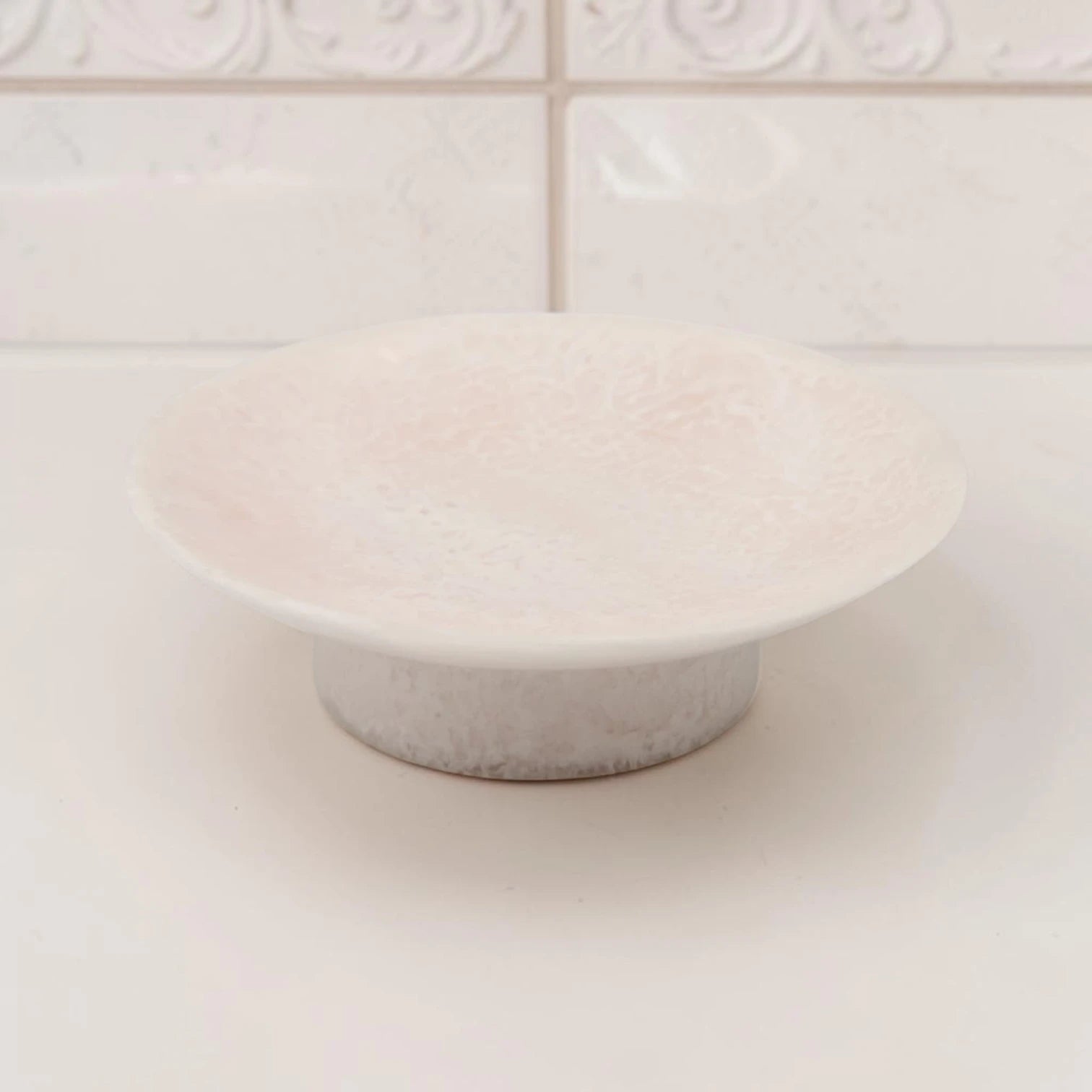 Round Low Pedestal Serving Tray – Modern Decorative Display Plate for Snacks, Desserts & Table Styling (6H x 19.5L × 19.5W CM) - Damoo