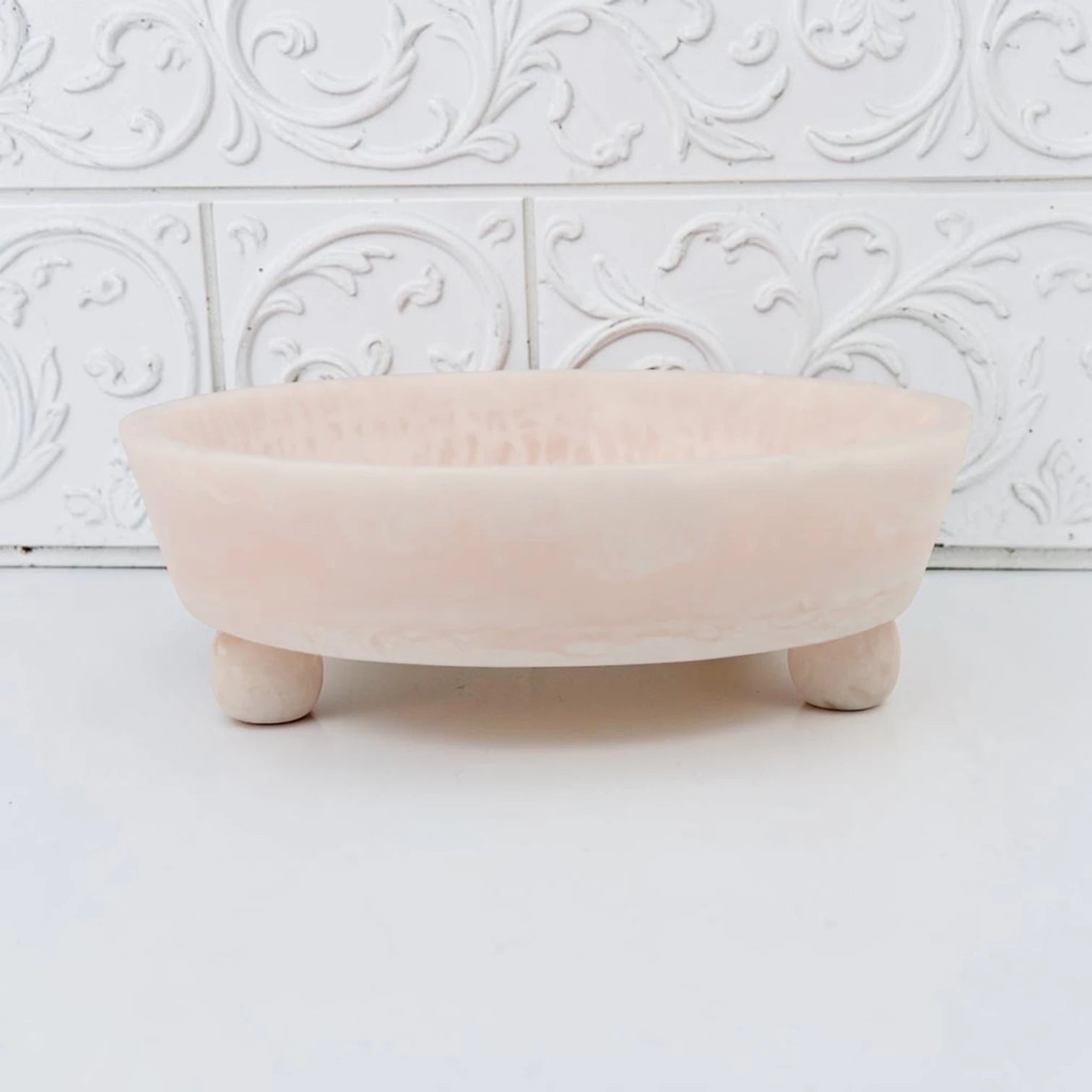 Round Deep Serving Bowl with Raised Feet – Modern Decorative Dish for Snacks, Fruits & Table Styling (6.5H x 19L × 19W CM) - Damoo