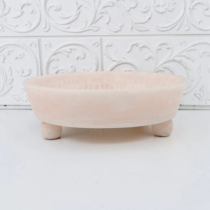 Round Deep Serving Bowl with Raised Feet – Modern Decorative Dish for Snacks, Fruits & Table Styling (6.5H x 19L × 19W CM) - Damoo