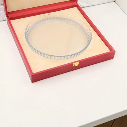 Round Serving Tray Set with Storage Case – Premium Gift Box Tray with Protective Carry Case for Desserts, Snacks & Elegant Table Display (8H x 34L × 34W CM | Tray 26 CM) - Damoo