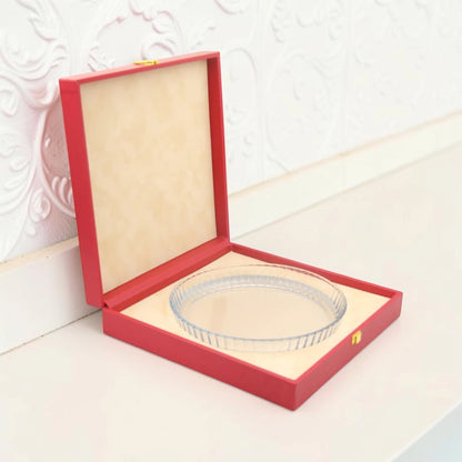Round Serving Tray Set with Storage Case – Premium Gift Box Tray with Protective Carry Case for Desserts, Snacks & Elegant Table Display (8H x 34L × 34W CM | Tray 26 CM) - Damoo